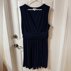 New York & Company Sleeveless Stretchy Deep Blue Midi Dress